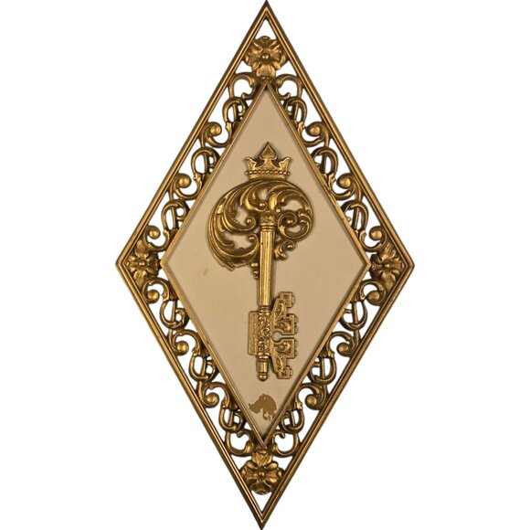 Vintage Ornate Key Design Hollywood Regency Syroco Wall Art Plaque - Picture 13 of 16